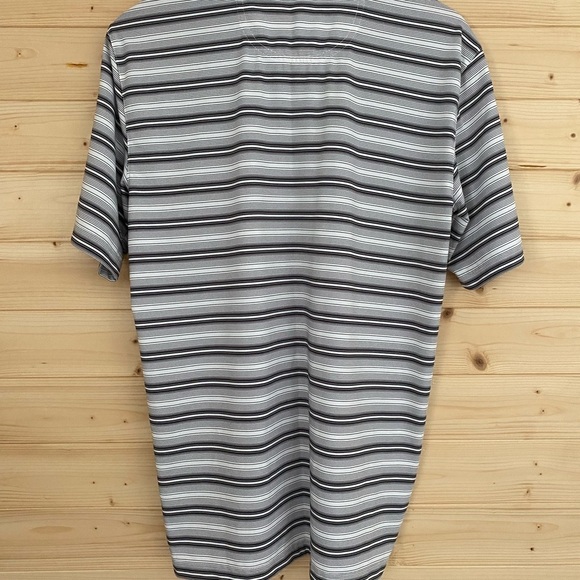 ACADEMY LTD Men's Small Classic Collar Black, Gray and White Striped Polo Shirt - Picture 3 of 7